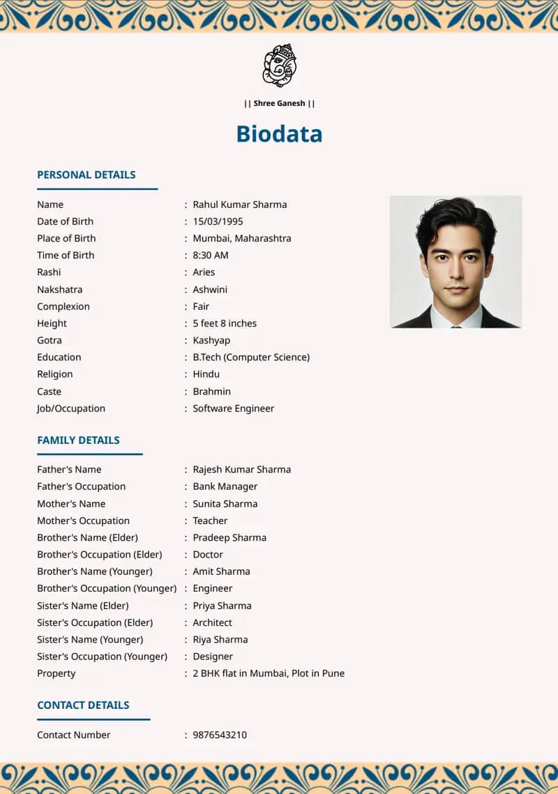 Minimalist Contemporary marriage biodata template